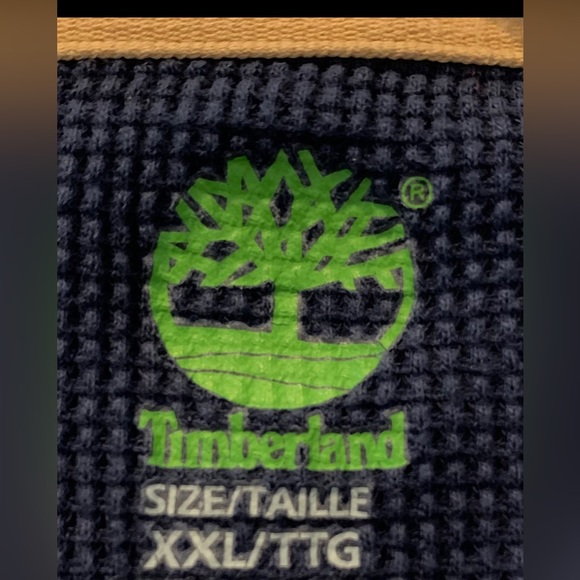 TIMBERLAND Mens Navy Blue Waffle Knit Thermal Shirt Gorpcore Work Shirt Size XXL - Picture 10 of 11